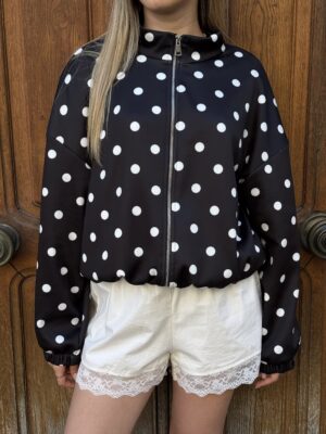 Veste zippée style jogging à pois ÉLÉA (plusieurs coloris + pantalon assorti)